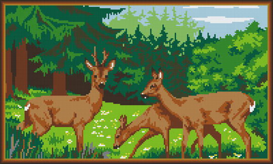 Deer Family Twelve [12] Baseplate PixelHobby Mini-mosaic Art Kit